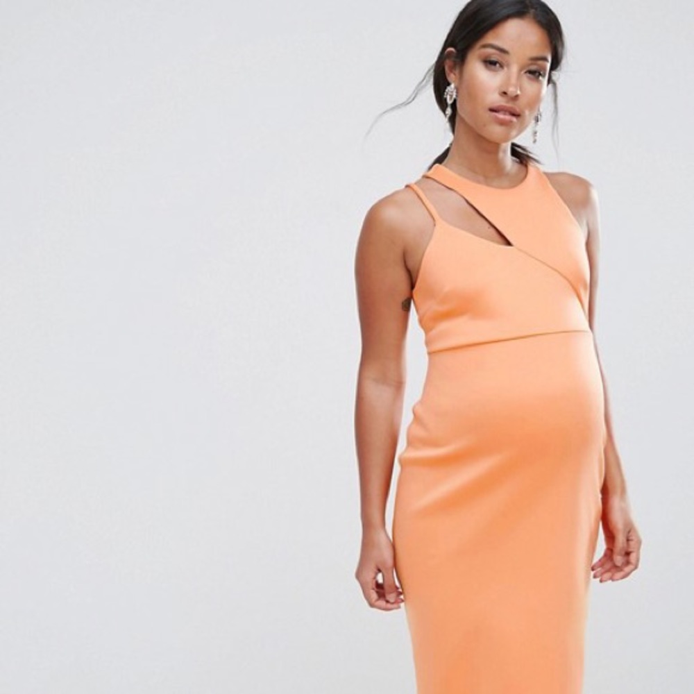 Asos Scuba Cut-Our Neck Asymmetric Maternity Dress